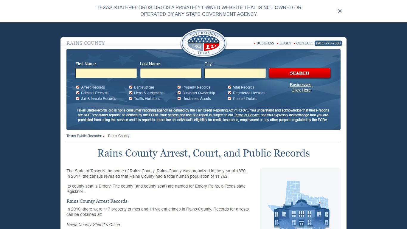 Rains County Arrest, Court, and Public Records