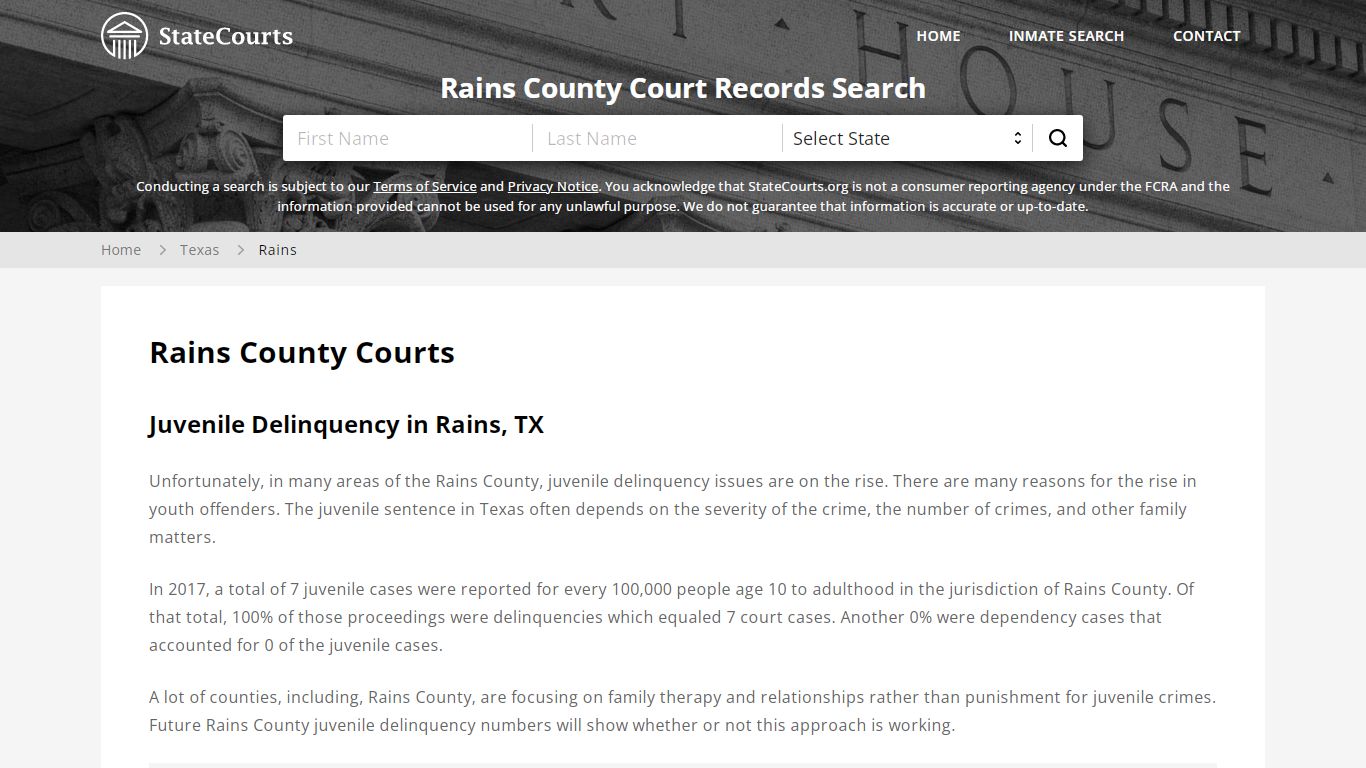 Rains County, TX Courts - Records & Cases - StateCourts