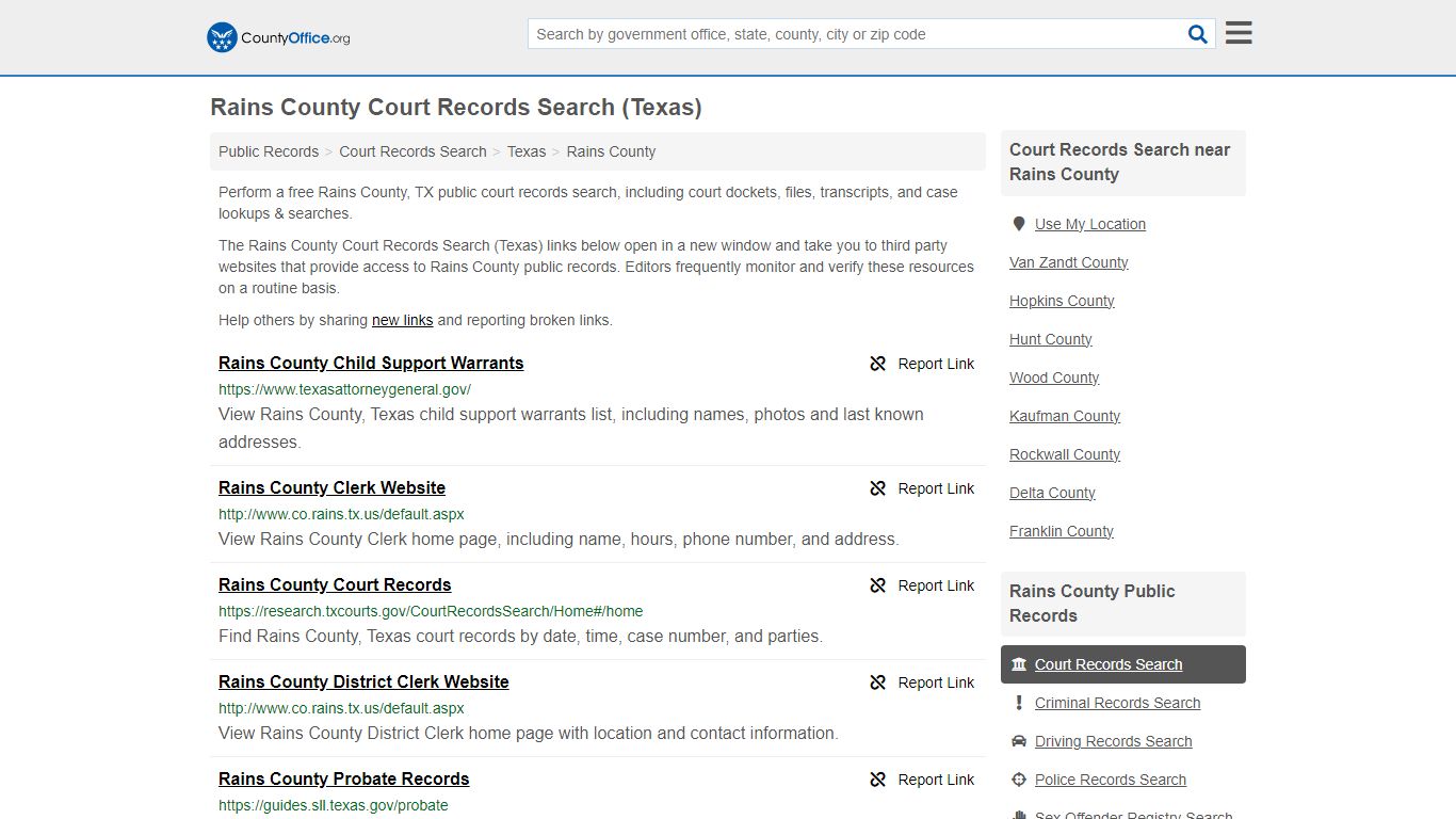 Rains County Court Records Search (Texas) - County Office